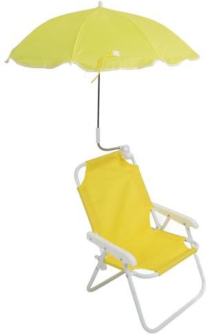 Silla de Playa para Niños, Sillas Plegables Portátiles para Acampar, Silla de para Césped Al Aire Libre con Sombrilla, para Picnics, Fiestas de Vacaciones (Yellow)