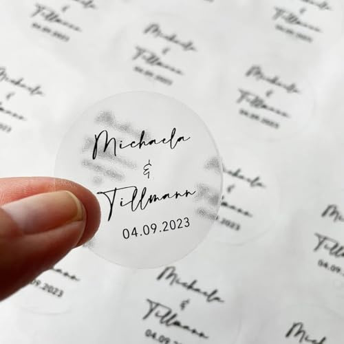 Runde Transparente Aufkleber für Hochzeit, Party, Gastgeschenk, Einladungen, Dankeskarte, Umschlag, Gläser, Tassen, Flaschen - Personalisierte Aufkleber für Gastgeschenke, 100 Stück