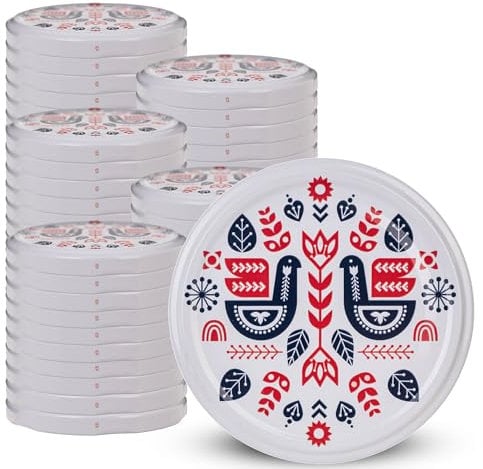 KADAX Schraubdeckel fi82 mm x 50st, Twist-Off-Deckel Set aus Metall, Ersatzdeckel für Einmachgläser, Deckel mit 6 Einrastzähnen für Sturzgläser und Einmachgläser (Folklore, 50 Stück)
