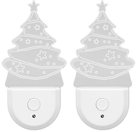 Xmas Tree LED Night Light Dusk to Dawn Sensor Plug and Play Energy Saving RGB Plug in Night Light with 3D Xmas Tree Shape for Bedroom Bathroom Staircase Corridor (GB Plug)