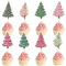 Blumomon 24Pcs Christmas Tree Cupcake Toppers Merry Christmas Cupcake Decorations Picks Winter Merry Christmas Theme Baby Shower Birthday Party Cake Decorations Supplies