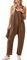 Tuta casual da donna in maglia di velluto a coste con tasche, salopette, salopette solida senza maniche con pettorina, pantaloni a gamba larga e con spalline, marrone XL.