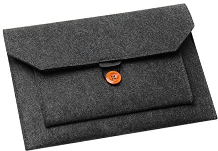 DIYEAH Schwarze Laptoptasche aus Filz Tragetasche für Notebook Tablet Wasserabweisend Organizer mit Knopfverschluss Elegantes Design für Damen Herren