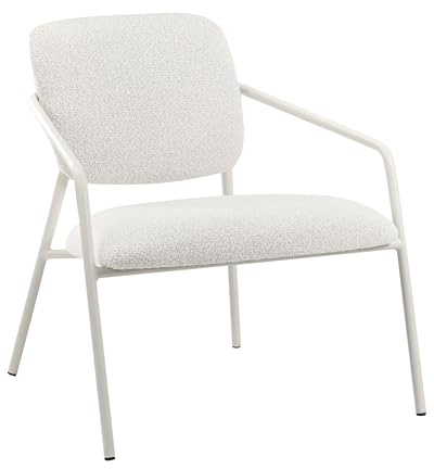 Beliani Set of 2 Armchairs with Armrests Iron Legs Fabric Upholstery Off-White Loa