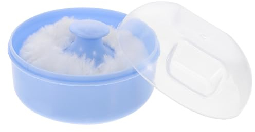 TOPBATHY Babypuderquasten Etui aus Pp für Zuhause Tragbare Körperpuderdose mit Blauem Behälter Leicht Trocknend und Minimierung von Puderverlust