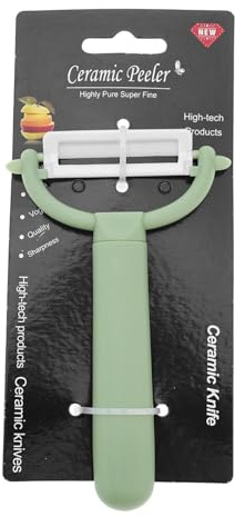 Ceramic Vegetable and Fruit Peeler, Never-Rust Blade, Ergonomic Handle, Green and Beige