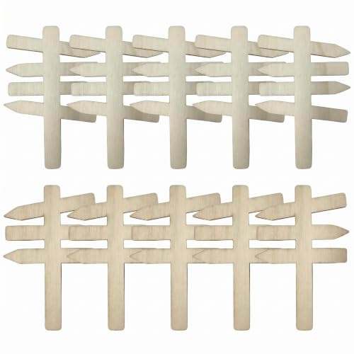 10PCS Miniature Wooden Signpost, 4.8cmx7cm Small Garden Signposts, Natural Wood Sign Post Miniature Gnome Accessories for Miniature Gardens, Dollhouse, Fairy Garden Fence Decor