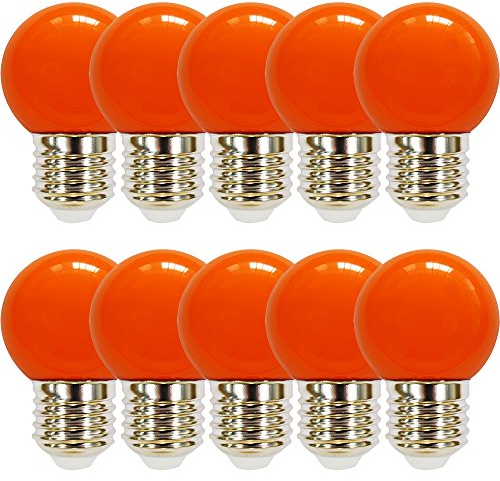 NCC-Licht 10 x LED Leuchtmittel Tropfen Kugel 2W E27 360° ORANGE auch Außenbereich