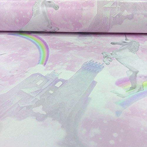 Holden Unicorns Pattern Childrens Wallpaper Glitter Motif Castle Rainbow 12480