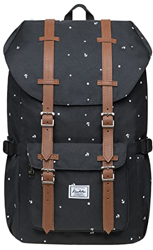 KAUKKO Rucksack Damen Herren Schön und Praktisch Daypack mit Laptopfach für 13 Notebook für Ausflüge, Uni, Schule, 19L, Schwarz