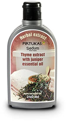 Estratto di oli con erbe naturali Sedum per sauna, massaggi, ammollo con spazzola - Infuso di sauna con Estratto di timo con olio essenziale di ginepro, miele e sale di iodio - 240 ml