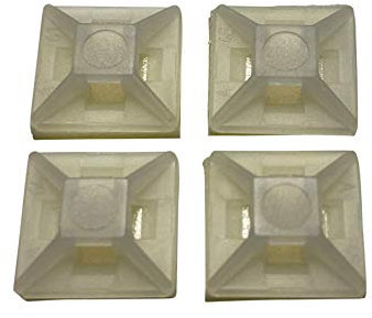 Weiße Kabelbinder-Sockel, selbstklebend, 4-Wege-Befestigung, schnelle Aufräumung, Kabel (50, 12,5 x 12,5 mm)