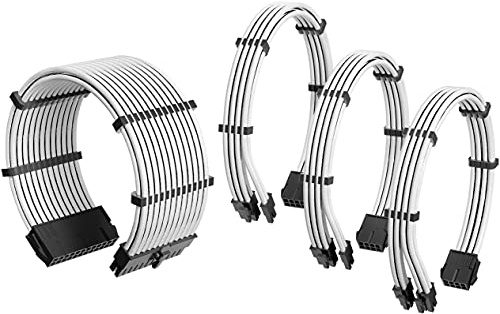 Antec Power Supply Sleeved Cable /24pin ATX /4+4pin EPS /6+2pin PCI-E PSU Extension Cable Kit 30cm Length with Combs, Black Gray(11.8inch/30cm)