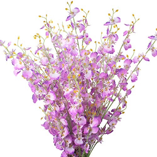 Künstliche Orchidee aus Seide, künstliche tanzende Dame, Orchideenstiele, Blume, 10 Stück, fühlt sich echt an, für Hochzeit, Zuhause, Büro, Party, Hotel, Hof, Terrasse, festliche Einrichtung (lila)