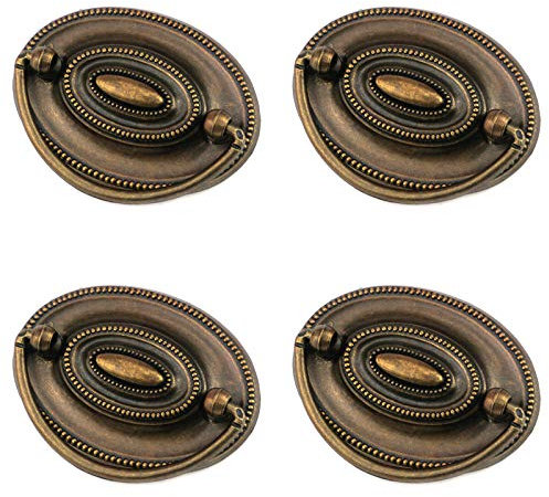 Quluxe Möbelknauf, 4 Stück, antikes Messing, ovale Hängeschwinggriffe, Schrankknauf, Hardware