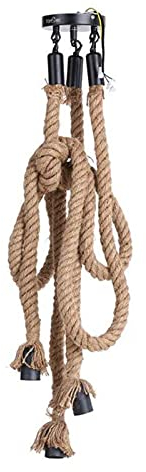 Hanfseil Pendelleuchte Kit Vintage mit Schalten und EU Stecken DIY 3-Flammig E27 Fassung Hängelampe Kabel Seil Textilkabel Dekor Beleuchtung für Schlafzimmer Wohnzimmer Küche Esstisch Loft Bar