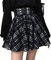 PADOLA Damen Faltenrock Karierter Winter A-Linie Minirock High Waist Plissee Schulmädchen Plaid Skirt Steampunk Gothic Schottenrock (Schwarz Weiß Plaid, L)