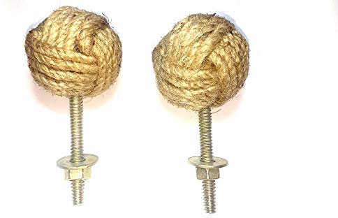2 Pic Nautical Cabinet Knot Rope Knob/Jute Door Knobs Beach Seaside Home Decor Gift Diameter : 3 cm OR 1.8 inch Total Length:7 cm OR 2.75 inch