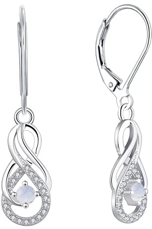 Starnny Unendlichkeit Creolen Damen Ohrringe Silber 925,Baumeln haengende mit 3A Zirkonia Blaues Mondlicht für Frauen