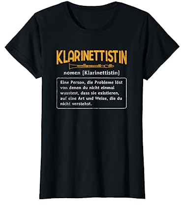 Klarinettistin Definition Musiker Blasmusik Klarinette T-Shirt