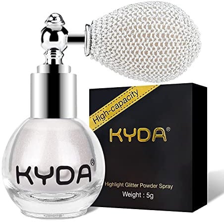 KYDA Ownest Highlighter Powder Spray, Glitter High Gloss Spray Shimmer Sparkle Powder Makeup Spray, for Face Body Cosmetic-Pearl White
