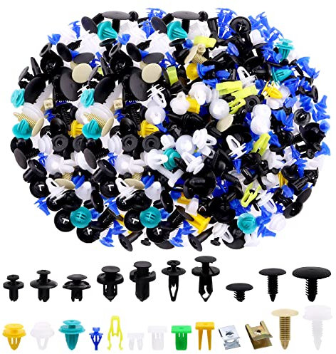 Glarks Set di 500 clip miste per fermi auto per auto, con rivetti a spinta, in nylon, per paraurti, per parafanghi in nylon, compatibile con GM, Ford, Chrysler, Toyota, Lexus, Dodge Jeep, 500 pezzi