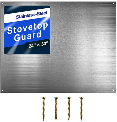 61 x 76,2 cm, wendbarer Edelstahl-Spritzschutz, Küchenrückwand hinter Herd, Metallblech mit 4 vorgebohrten Löchern und Schrauben für Wandschutz (1 Set)