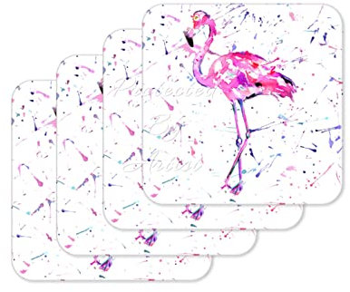 Untersetzer Flamingo-Tier-Untersetzer Aquarell Kunst Geschenk Arbeit Büro Essen Tee Kaffee (4)
