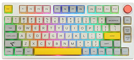 EPOMAKER TH80 Pro Teclado Mecánico Inalámbrico/Bluetooth/USB-C, con Iluminación RGB, Hot Swap, Teclas Multimedia, y Compatible con PC/Mac/PS4/PS5/Xbox (Theory TH80 Pro, Gateron Pro Yellow)