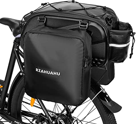 burko Fahrrad Kofferraum Tasche, 3-in-1-Fahrradträgertasche, wasserdichte Fahrrad-Rücksitztasche mit 2 seitlichen Hängetaschen, Fahrrad-Gepäcktasche, Pannier-Umhängetasche
