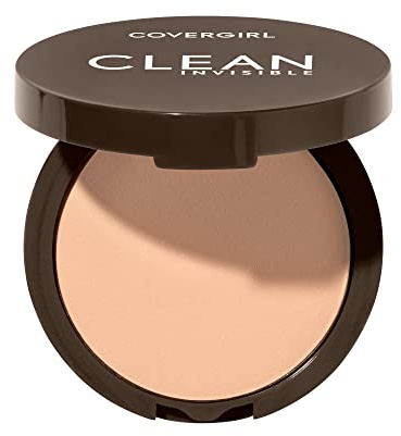 Covergirl Clean Invisible Pressed Powder, Lightweight, Breathable, Vegan Formula, Buff Beige 125, 0.38oz