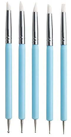 luoshaPUCY 5 pcs Pinceaux à Ongles, Brosses de Ongle Art Ensemble Double Extrémité Nail Art Brushes Pinceaux Peinture Ensemble de Pinceaux pour pour DIY Art d’Ongles
