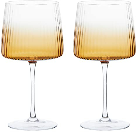 Anton Studio Designs Empire Handgefertigte Gin-Gläser für Wein, Cocktails oder Wasser - 700 ml - Amber - Set mit 2 eleganten Cocktailgläsern