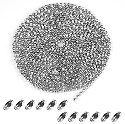 Weysoo Roller Blind Chain 6 Meter/19.69 Feet, 4.5mm Blind Beads, Rust-proof Silver Blind Cord Replacement, with 12pcs Chain Connectors