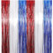 NOPEILVI 2pcs Red White Blue Tinsel Foil Fringe Curtains Garland Independence Day Party Props Backdrop Door Wall Decorations America Theme Birthday Supplies 4th Of July Decorations,