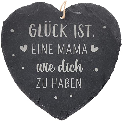 Spruchreif | Großes Schieferherz mit Gravur Mama | Schiefertafel in Herzform mit Kordel zum Aufhängen | Wanddeko | Schieferschild Mama | Dekoherz | Beste Mama | Muttertag