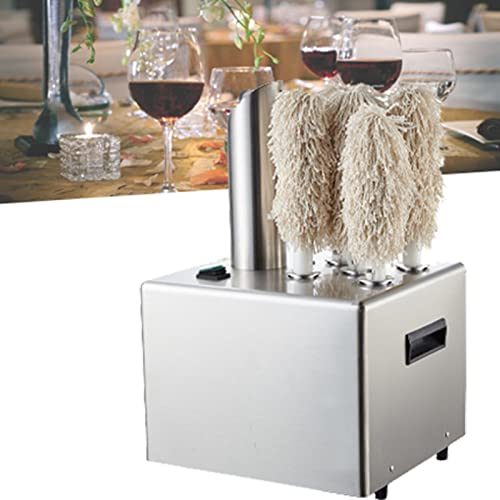 QJJML Electric Wine Glass Polisher, Commercial Glass Washer Machine,Glass Washing Machine with 136℉ High Temperature Drying Function,5Heads