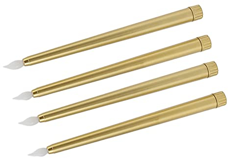 Marhynchus LED-Kerzen, 4 Stück 10 Zoll Flammenlose Stabkerzen, Batteriebetriebene Elektrische LED-Stabkerzen, Warmes Licht für Weihnachten (Gold)