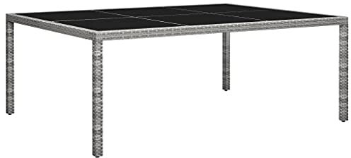 Homgoday Outdoor Esstisch Grau 200x150x74cm Poly Rattan Outdoor Esstisch Couchtisch Garten Bistro Terrassentisch Garten Outdoor Esszimmermöbel