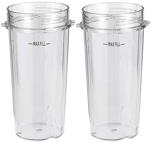 470ml/16oz Cups for Ninja 700W Slim Blender QB3001UKS BL770 BL780 BL660 BL740 BL810, Replacement Parts for Nutri Ninja 1100W/1200w/1500w Series Blenders (2 Pack)
