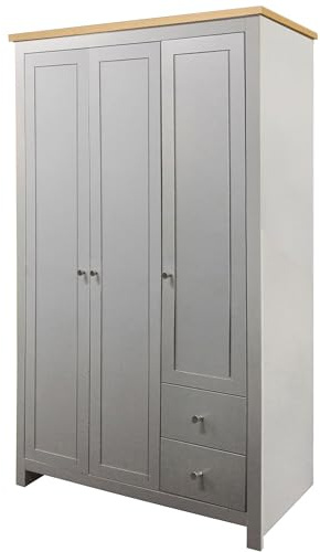 Dorel Home Furnishings Emerald Kleiderschrank MDF Eiche und Grau | 2 Schubladen