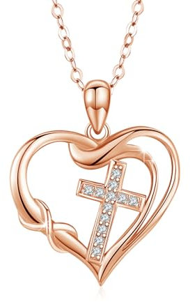 CUOKA MIRACLE Kreuz Anhänger Kette 925 Sterling Silber Herz Halsketten für Frauen Kette Unendlichkeit Weihnachten Geschenke für Frauen