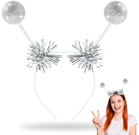 YIZHIXIANGQ Glitzer Alien Haarreif, Silber Haarband, Kopfschmuck, Unisex Pailletten Stirnband für Mottoparty, Outfit Party