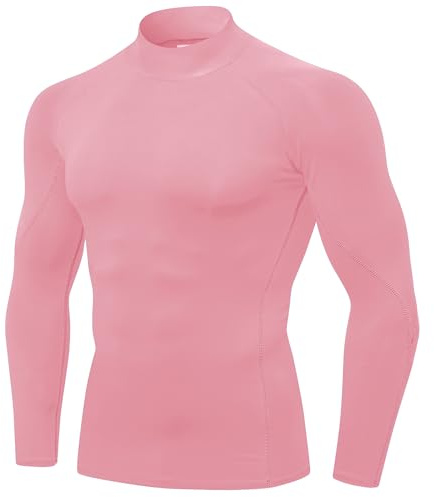 SPVISE Men's Mock Neck Athletic Compression Shirt Men Long Sleeve Undershirt (Pack of 2)