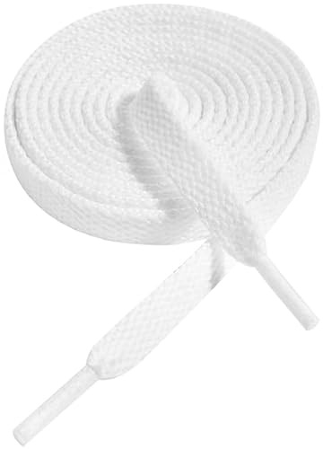 Gendewiner 2 Pair Shoe Laces White Replacement Flat Sneakers Bread Boot Brooks Skate Athletic High Top Shoelaces Elastic Strings for Converse adidas Vans Air Force 1 Nike Shoestrings 100 cm