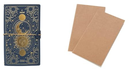 Grupo Erik Reisetagebuch zum Selberschreiben Astral Bullet Journal Dotted Notizbuch + Ersatz Nachfüllpack Dotted Notebook 12x19,6 cm 40 Seiten liniert und 40 Seiten mit Punktraster