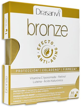 DRASANVI ACELERADOR DE BRONCEADO ANTI-AGING | Prepara, acelera y protege la piel |Rico en carotenos y antioxidantes como el Retinol y la Vitamina C Liposomada | Protección Solar Avanzada 30 Cápsulas