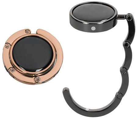 kwmobile Taschenhalter für Tisch - 2X Faltbare Antirutsch Handtaschenhalter Tisch Haken - Taschen Aufhänger - Geschenkidee Gadgets für Frauen - Taschenhaken Set in Schwarz Kupfer