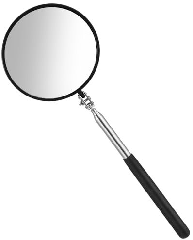 GEEHUA Durchmesser 10.5cm/4.13in Teleskop Inspektionsspiegel, Kann auf 90 cm/35,4 Zoll Erweitert Werden Inspektionsspiegel 360 Grad Drehbarer Flexibler Inspektionsspiegel mit Einziehbarem Griff