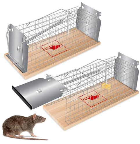 Aragallant 2Pcs Trampas para Ratones, Trampa Ratas Grandes, Trampa Ratones Vivos Reutilizable, Ratonera, Cepos Ratones para Ratas del Hogar, Cocina, Garaje, Ideal para La Captura de Ratas